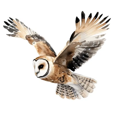 Aquarell Eule Bügelbild DTF Druck mystisches Tiermotiv für T Shirt Hoodie Tasche - Bild 1 von 4