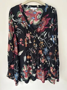 Together Blouse Size 20 Black Burgundy Blue Floral Crinkled Summer Party - Picture 1 of 8
