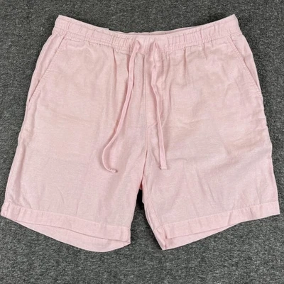Shorts masculino Banana Republic deck rosa médio 7 polegadas mistura de linho cordão tecido - Imagem 1 de 4