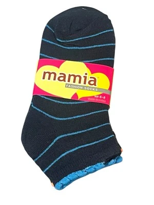 Mamia Ankle Socks 3 Pair Womens Size 6-8 Striped Pattern Multicolor Ruffle NEW - Image 1 of 4