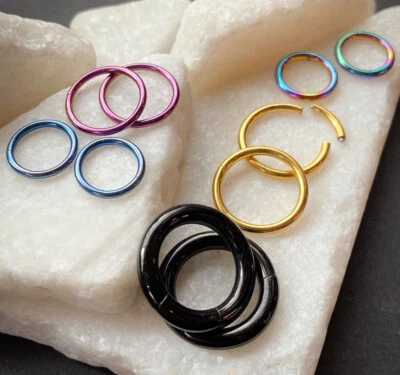 PAIR Titanium Anodized Surgical Steel Segment Rings Helix Septum Cartilage - Image 1 of 4