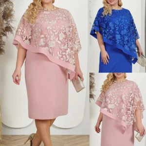 Plus Size 28 Women Floral Party Dress Ladies Evening Cocktail Wrap Midi Dress - Picture 1 of 10