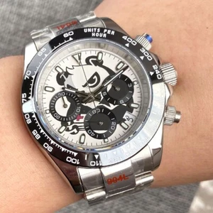 39mm VK63 Quartz Men Watch Chronograph Steel Sports Calendar Date Sapphire Glass - Picture 1 of 5