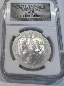 MS70 2013-W 5 Star General Marshall Eisenhower Commem Silver Dollar $1 NGC - Picture 1 of 2