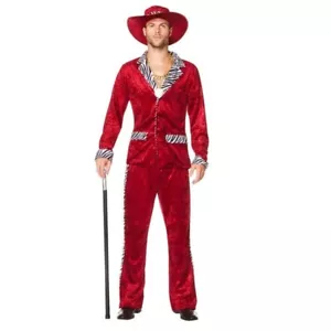 Karnival Mens 1970s Red Pimp Suit Costume - Picture 1 of 2