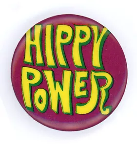 RARO Spilla Psichedelica Psichedelica Vintage Anni '60 HIPPY POWER Pulsante Posteriore Contro Cultura - Foto 1 di 2