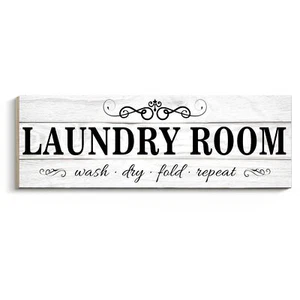 Laundry Sign Solid Wood Laundry Room Decor Rustic Signs Wall Hanging for Home... - Picture 1 of 7