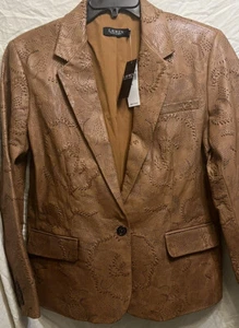 Blazer de cuero Ralph Lauren Transition 22 para mujer talla 14 $795 - Imagen 1 de 4