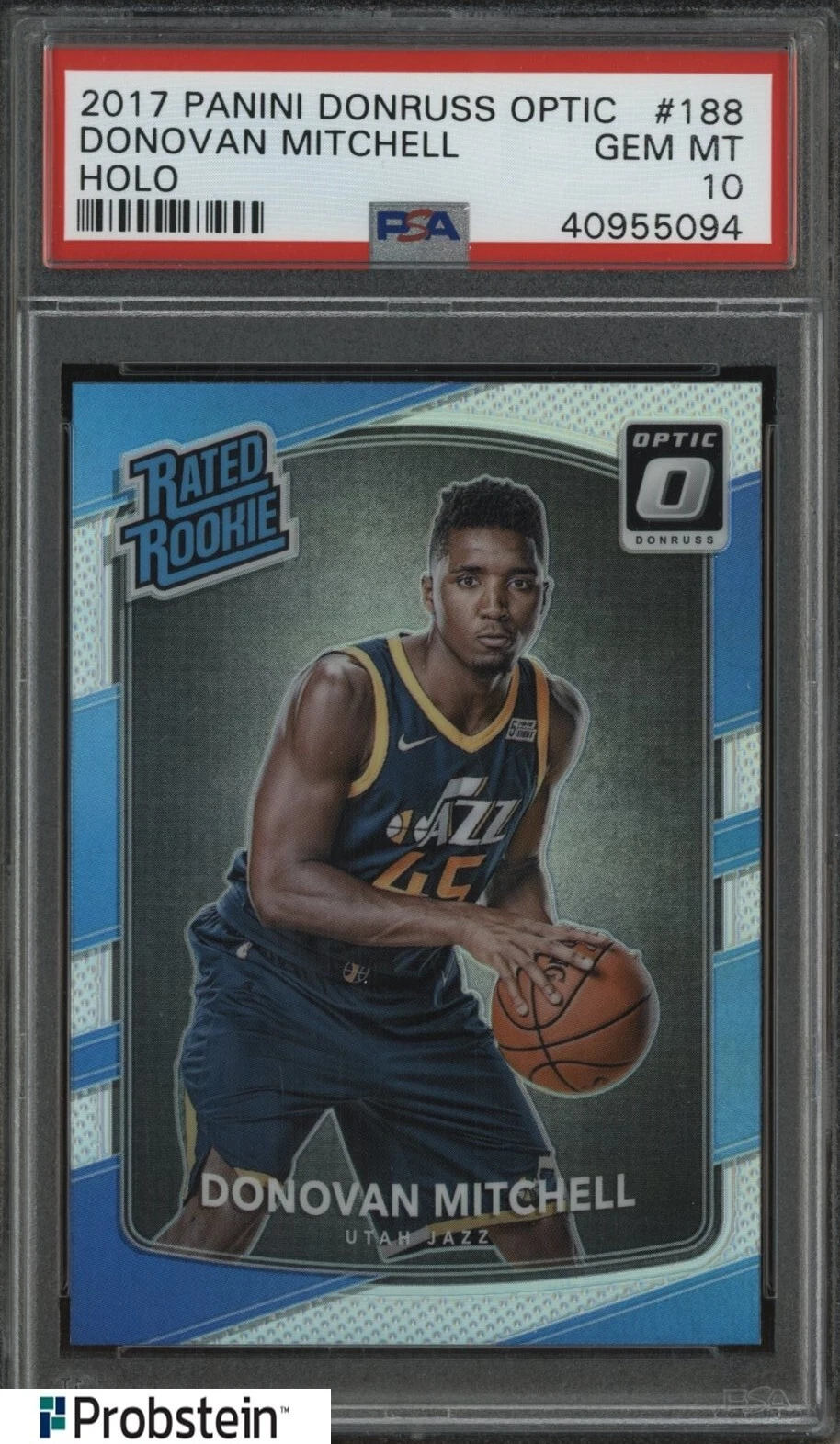 2017-18 Donruss Optic Holo Prizm #188 Donovan Mitchell Jazz RC Rookie PSA 10