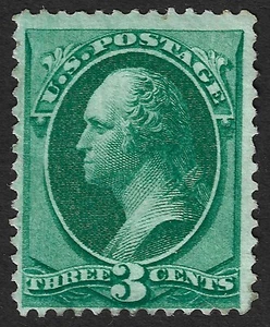 US Scott 158, 1873 Washington, 3c green, UNUSED NG - Picture 1 of 1