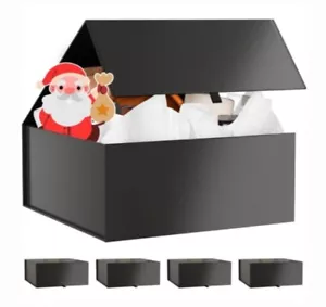 Kiniu 5Pack Large Black Gift Box w/ Lids for Gifts Collapsible, Magnetic Closure - Picture 1 of 8