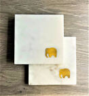 Marble Square Coasters with animal inlay - Set of 2