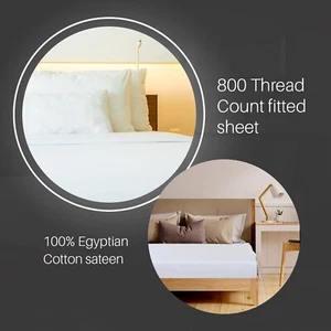 800 Thread Count 100% EgyptianCotton Sateen Deep Fitted Sheet Bed Sheet 30cm/12" - Picture 1 of 10