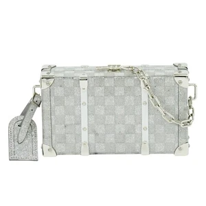 Louis Vuitton Mini Soft Trunk Damier Glitzer Geldbörse Silber - Bild 1 von 15
