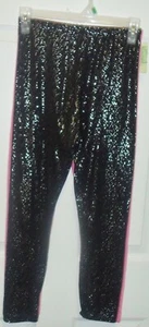 Extremely Me Girls 2 Pk Leggings Pink and Black Silver Foil Size M 10-12 NEW - Picture 1 of 4