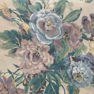 Vtg Fabric Cotton Chintz Polished 11 yds Robert Kaufman Screen Print Scotchguard - Picture 1 of 24