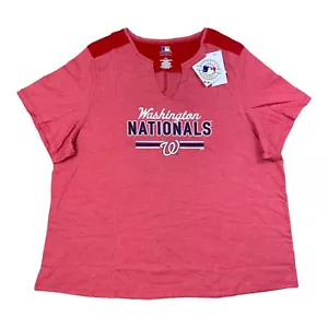 Washington Nationals T-Shirt Women’s 2X Red Notch Vee Switch Hitter MLB Tee NWT - Picture 1 of 9