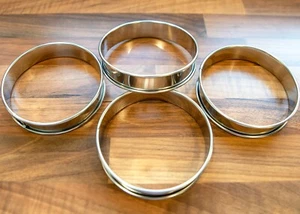 4 stainless-steel non-stick Crumpet Rings 10cm / 4" - Picture 1 of 3