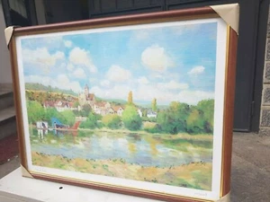 Yetvart Kaprielian - Flussufer - 63x48 cm Gemälde Lithographie signiert - Zeichen - Bild 1 von 9