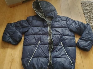 Giordano Jeans Mens Navy Down Jacket with Hood Size Large - Picture 1 of 14