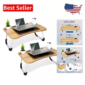 2-Pack Large Folding Lap Desk for Sofa & Bed - Includes Cup Holder & Phone Stand - Picture 1 of 4