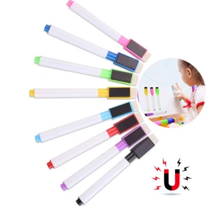 8 Colours Dry Erase Magnetic Marker Pens Fine Bullet Non-toxic Little Kids Gift - Picture 1 of 9