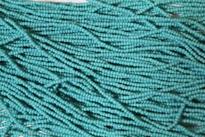 Vintage Antique Micro Seed Beads-14/0 Opaque Turquoise Blue-5.6g Hanks - Image 1 of 4