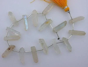 HILO DE 8+ PULGADAS BLANCO TRANSPARENTE AB CRISTAL CUARZO CRISTAL PUNTA CUENTA 16 PUNTOS crs24 - Imagen 1 de 1