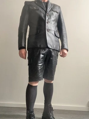 kurze Lederhose BW 45 cm, Knickerbocker, Kniebundlederhose, Zimmermannshose - Bild 1 von 4