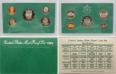 1994 United States Mint Clad Proof Coin Set with COA - As Is - Image 1 of 3