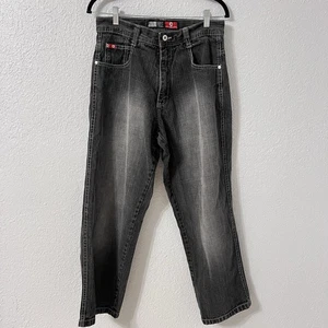 Vintage Y2K Southpole Jeans Red Tab 29x29 Faded Black Wide Leg Skater Baggy - Bild 1 von 11