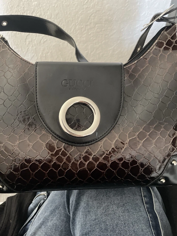 Early 2000-2010 Gucci Python Hobo Bag With Signature Ring - Image 1 of 1