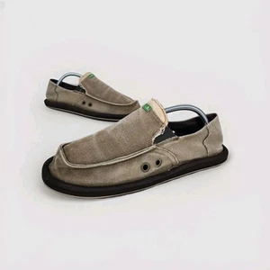 SanukTan Canvas Vagabond Slipon Sidewalk Surfer Comfort Loafers Men's Shoes 9 - Picture 1 of 6