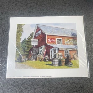 Scafa Art 1998 Vintage Litho Print Coca Cola ANTIQUE BARN STORE Signs 10X8 inch - Picture 1 of 4