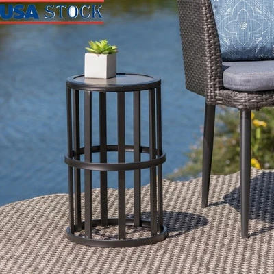 Mesa auxiliar de azulejos de cerámica marco de hierro ligero hecha a mano decoración de patio exterior Foto 1 de 4