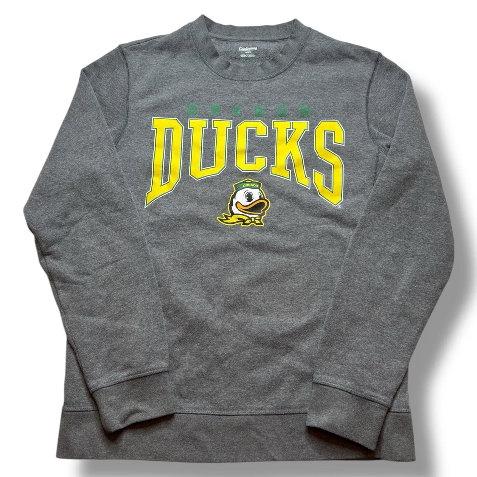 Suéter masculino Oregon Ducks cinza médio soletrar pulôver gola redonda moletom - Imagem 1 de 4