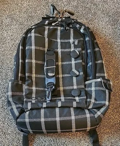 Ogio Soho 17" Laptop Sleeve Backpack - Black White Grey Plaid w Buttons - Picture 1 of 9