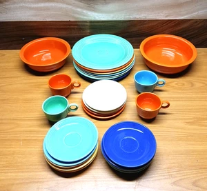 Lot of 30 Homer Laughlin FiestaWare Colorful Dishes Bowls Cups Saucers - Picture 1 of 17