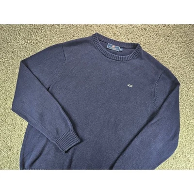 Vineyard Vines Men's Sweater Size L Long Sleeve Whale Logo Cotton Blue - Image 1 of 4