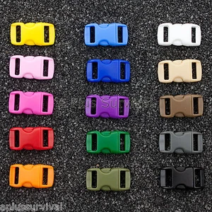 25 Pack Mixed Colors 3/8" Curved Quick Release Buckle Paracord Survival Bracelet - Picture 1 of 1