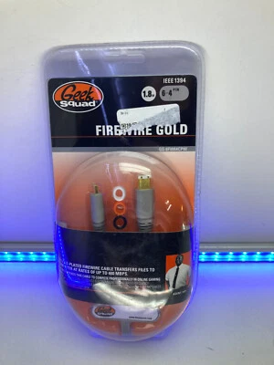GEEK SQUAD FIREWIRE GOLD IEEE 1394 GS 6FW64CPW 1.8M 6-4 PIN #162 - Image 1 of 2