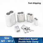 M1 - M12 Aluminium Wire Rope Ferrules Crimping Sleeve Round Double Hole Clamp
