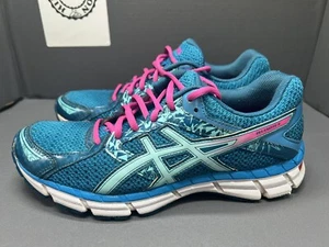Asics Gel-Excite 3 Blue/Aqua/Pink Running Shoes T5B9N Women Sz 9.5 Preowned - Picture 1 of 12