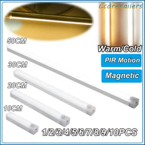 LED PIR Motion Strip Light Rechargeable Magnetic Cabinet Closet Lamp Lighting - Picture 1 of 10