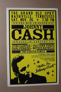 Johnny Cash Concert Tour Poster with June Carter Grand ole Opry--