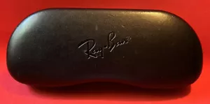 Ray-Ban Black Hard Clamshell Sun-glasses Case And Cleaning Cloth Used NO GLASSES - Picture 1 of 6