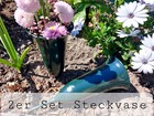 2x kleine Steckvase je 21cm mit Erdspieß für Friedhof Grabvase, frostfest,Tulpe