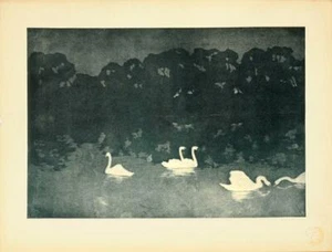ORIGINAL VINTAGE FRENCH POSTER LES CYGNES JOURDAIN ESTAMPE MODERNE 1897 - Picture 1 of 1