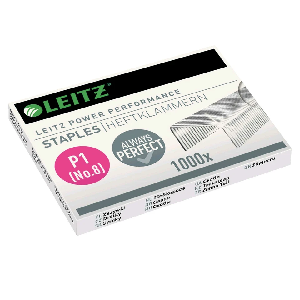 Heftklammern Leitz 5578 Nr. 8, 6/4, verzinkt, 1.000 Stück