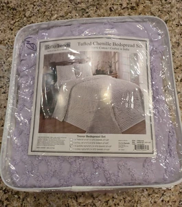 Tufted Chenille Bedspread Set Trevor Queen Lavender - Picture 1 of 9